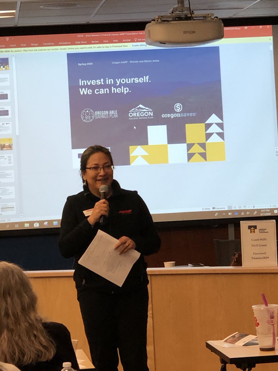RubyAARP1's tweet photo. #AARPOR Bandana Shrestha quizzes The women at our Women and Finance Seminar on Social Security. They’re good! https://t.co/EkHZdqphlu