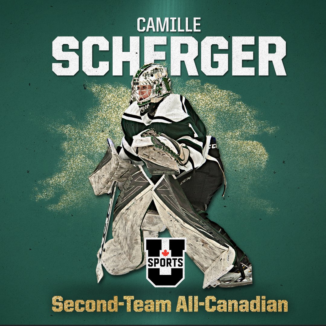 UPEIPanthers's tweet photo. Congratulations to @USPORTSca Second-Team All-Canadian, CAMILLE SCHERGER!👏

This third-year goaltender is a superstar on and off the ice, and we hope she can cap off a fantastic year with a national medal!

Good luck, Camille!

#GoPanthersGo | #Hockey | #Nationals | #AwardsGala https://t.co/a6uF4P3sAl