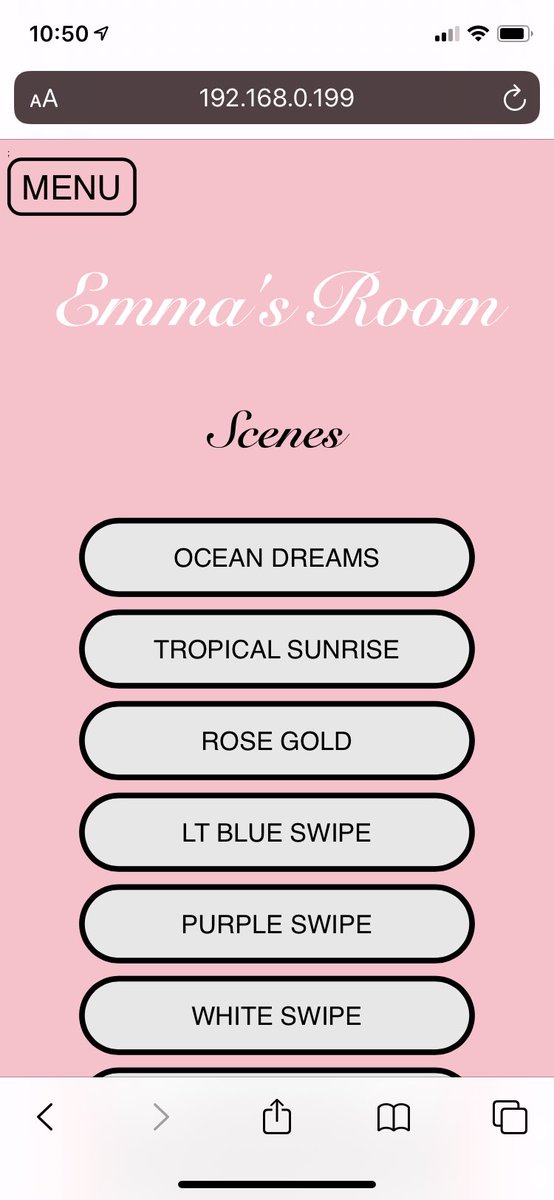 CoolDevTech's tweet photo. Screenshot of home screen. A drop down side menu provides features such as manual setting, timers, custom scene creation, and more https://t.co/GDDHX0n5gH
