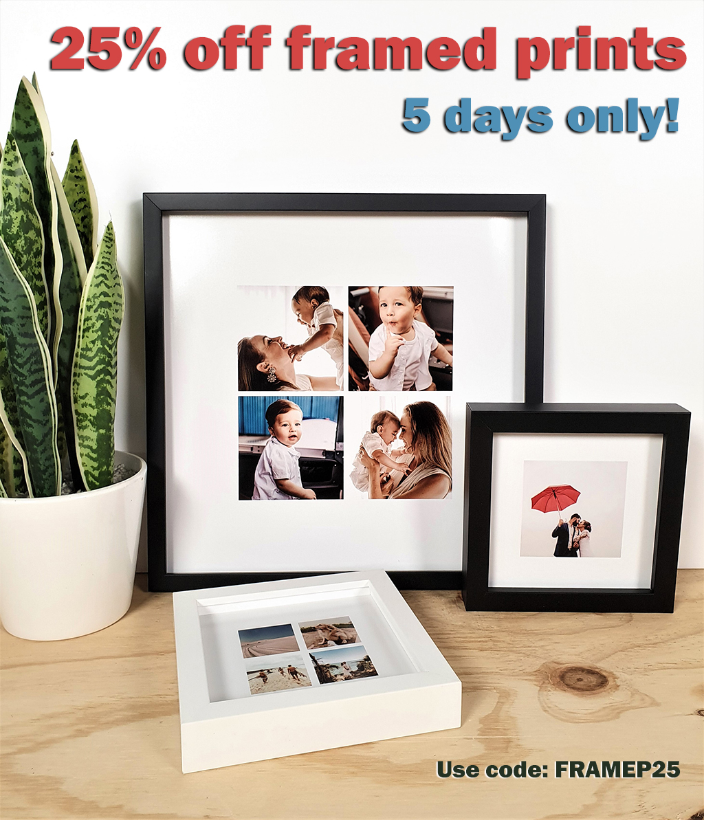 25% off framed prints – 5 days only! Display your favourite memories in a premium ready to hang framed print. Ready to hang, framed photo prints look great displayed. 
Use code: FRAMEP25 at the checkout. Offer expires Monday 16th March at Midnight AEST. 
postercandy.com.au/products/frame…
