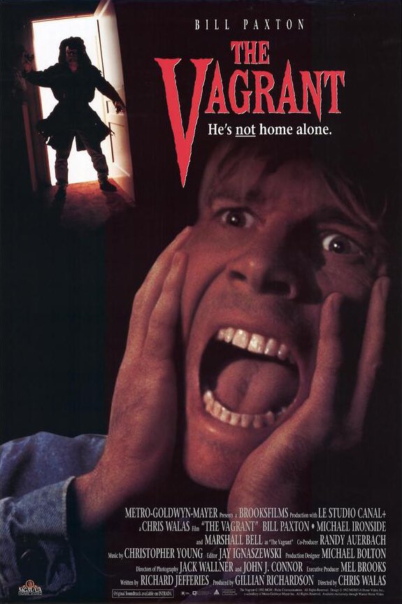 The Vagrant 1992! #BillPaxton @MichaelIronside #MarshallBell @MitziKaptureNow @patrikadarbo @jeanettepavini #TheVagrant #PosterArt #BoxArt #VHS #90sHorror