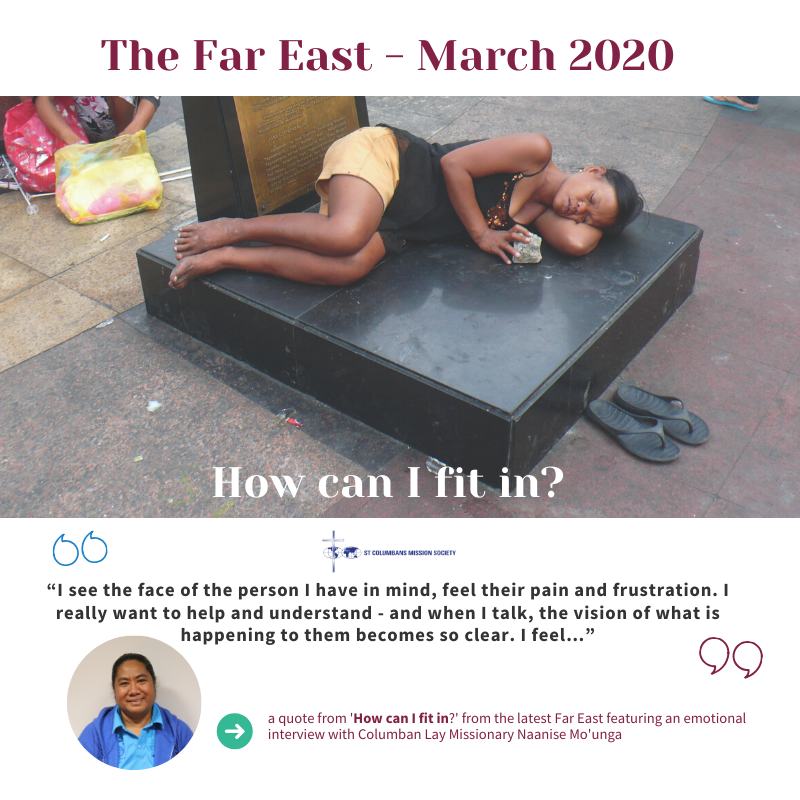 ColumbanMission's tweet photo. Read/Listen to an emotional interview of Columban lay missionary, Naanise Mo'unga about the challenges and heartbreak she experienced working among the street people in Malate Parish, the Philippines. https://t.co/rP7v1YbWxQ
#columbans #laymission #catholic #justice #poverty https://t.co/WWp6HVIB1c
