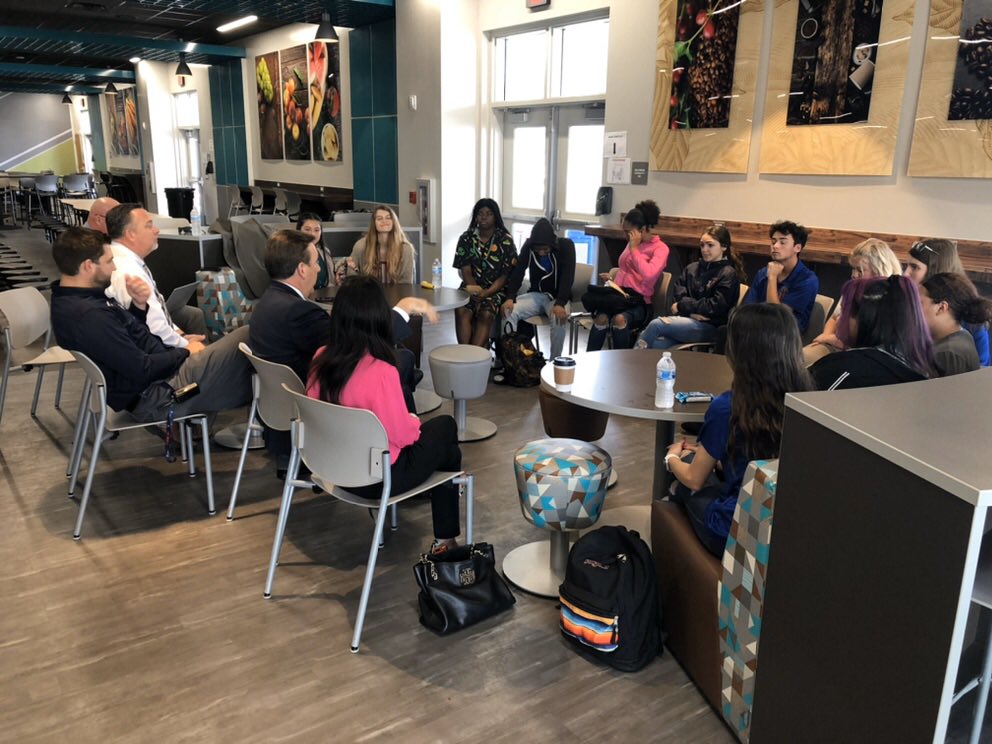 colwindt's tweet photo. Student leaders engaging in awesome, open dialogue with our school leaders about important issues! Great job representing!!!  Thank you Dr. Griffin and Mr. Gaudreau! https://t.co/E5RMl2x6zX