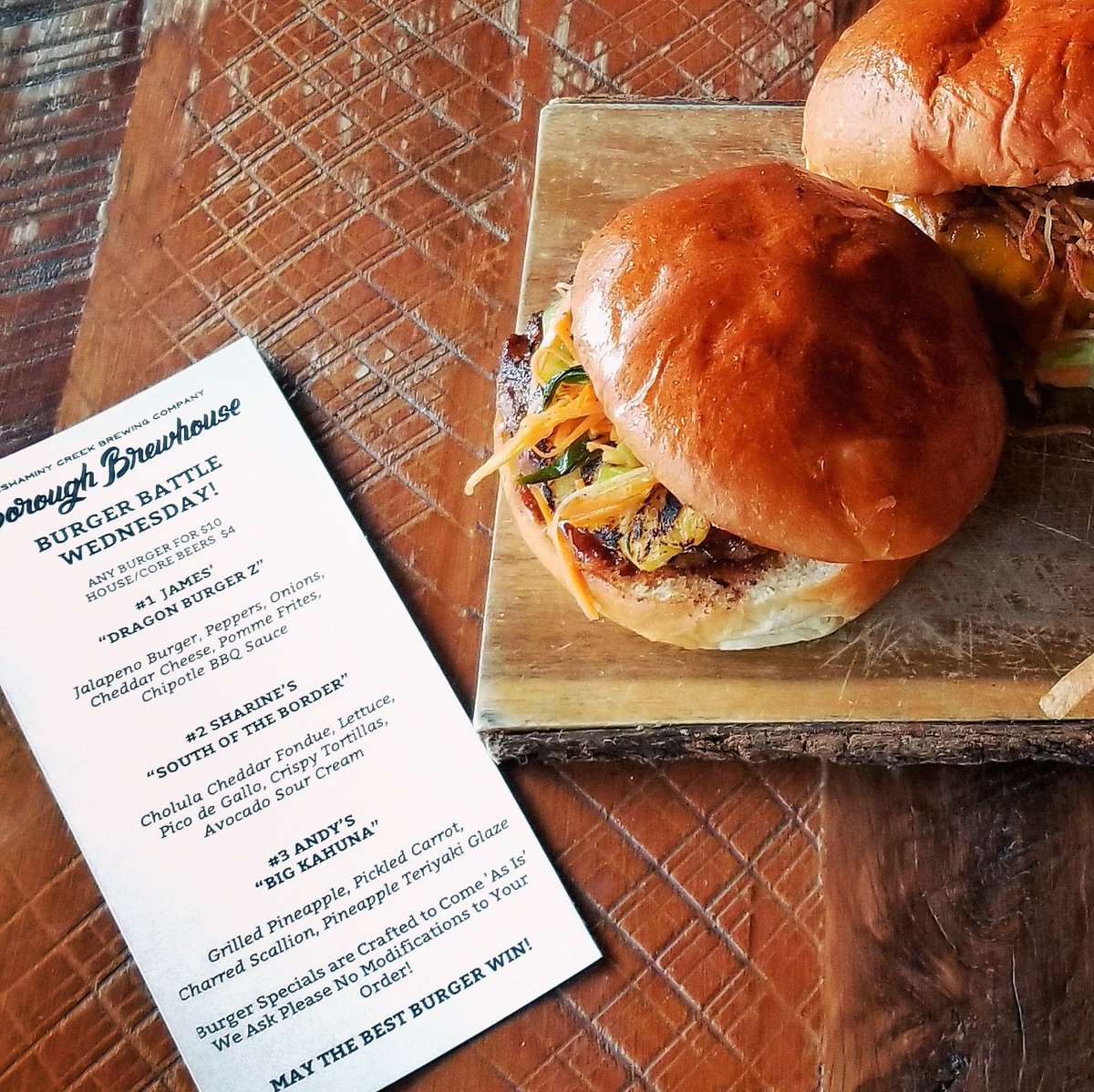 BoroughBrew's tweet image. BURGER BATTLE is on tonight from 5PM to 10PM! Enjoy $4 House and Core Beers All Night when you order one of these Masterpieces! Get on over! 🍔👑