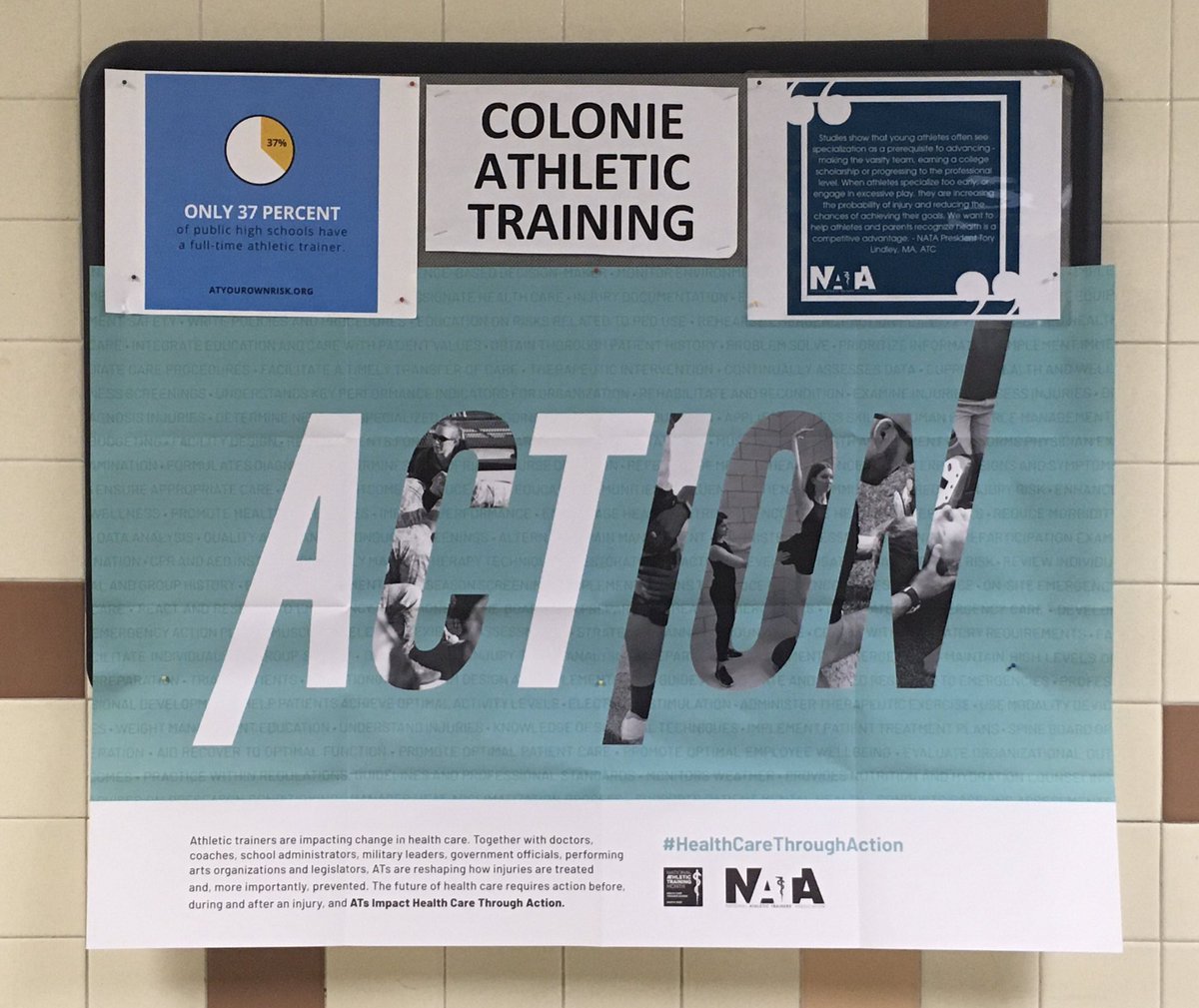auksatc's tweet image. RT AimeeBrunelle: Finally a free moment (no jinx) to put up my #NATM2020 poster outside my AT facility. Come see it in the G-wing SC_Raiders #NATM2020challenge #HealthCareThroughAction GO_NYSATA NATA1950 NATA_SSATC
