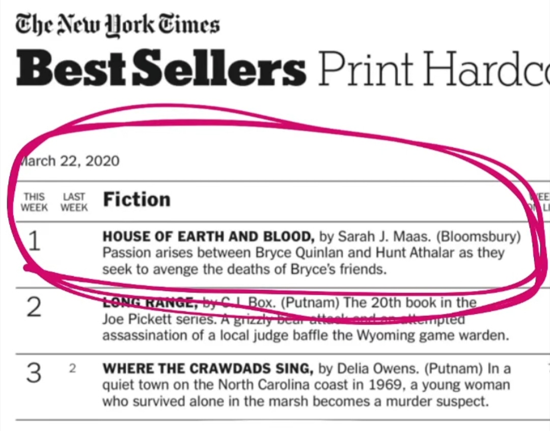 ThroneofGlassPH's tweet image. Congratulations to @SJMaas for hitting #1 in the adult list of the New York Times for Crescent City: House of Earth and Blood!! This is so freaking amazing and so, so well deserved! 🤩