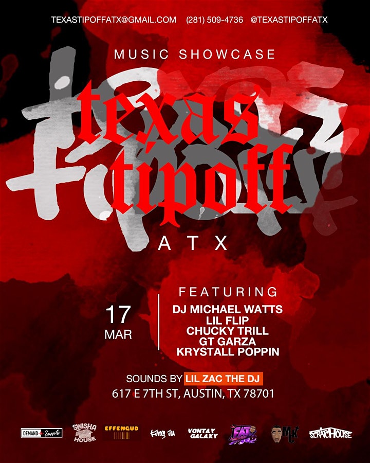 RSVPATX's tweet photo. NEW:

The @TexasTipoffATX ft @djmichaelwatts, @LilFlip713, @itzGTGARZA, @krystallpoppinn, @lilzacthedj

➡️ RSVP: https://t.co/IjXolTYCek 

➡️ 3/17/20

➡️ At @ScratcHouseATX - 617 East 7th Street Austin, TX

Full unofficial #SXSW 2020 event list:

https://t.co/SXVDYPpKZG #sxsw2020 https://t.co/19ZwuiZY6X
