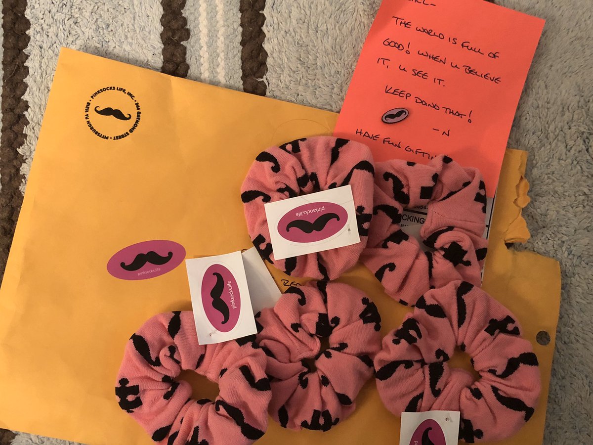 rachelbotkinPT's tweet photo. Best mail ever! I first learned about #pinksocks when I was drafted into their #SummerOfMove team 2 years ago thanks to @FreeTheYoke Can’t wait to gift these scrunchies. Too bad I don’t have a pair of matching socks. I’m looking at you, @MarkMilliganDPT !!! @nickisnpdx https://t.co/PVmgdeb3oE