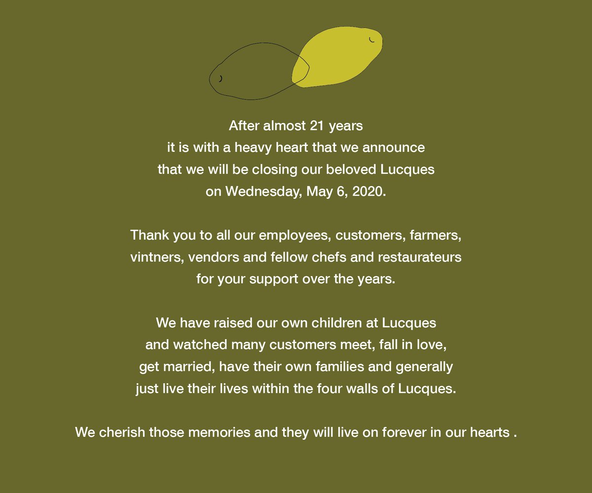 A personal message from Suzanne Goin and Caroline Styne~ <a href="/LucquesLA/">Lucques Restaurant</a>