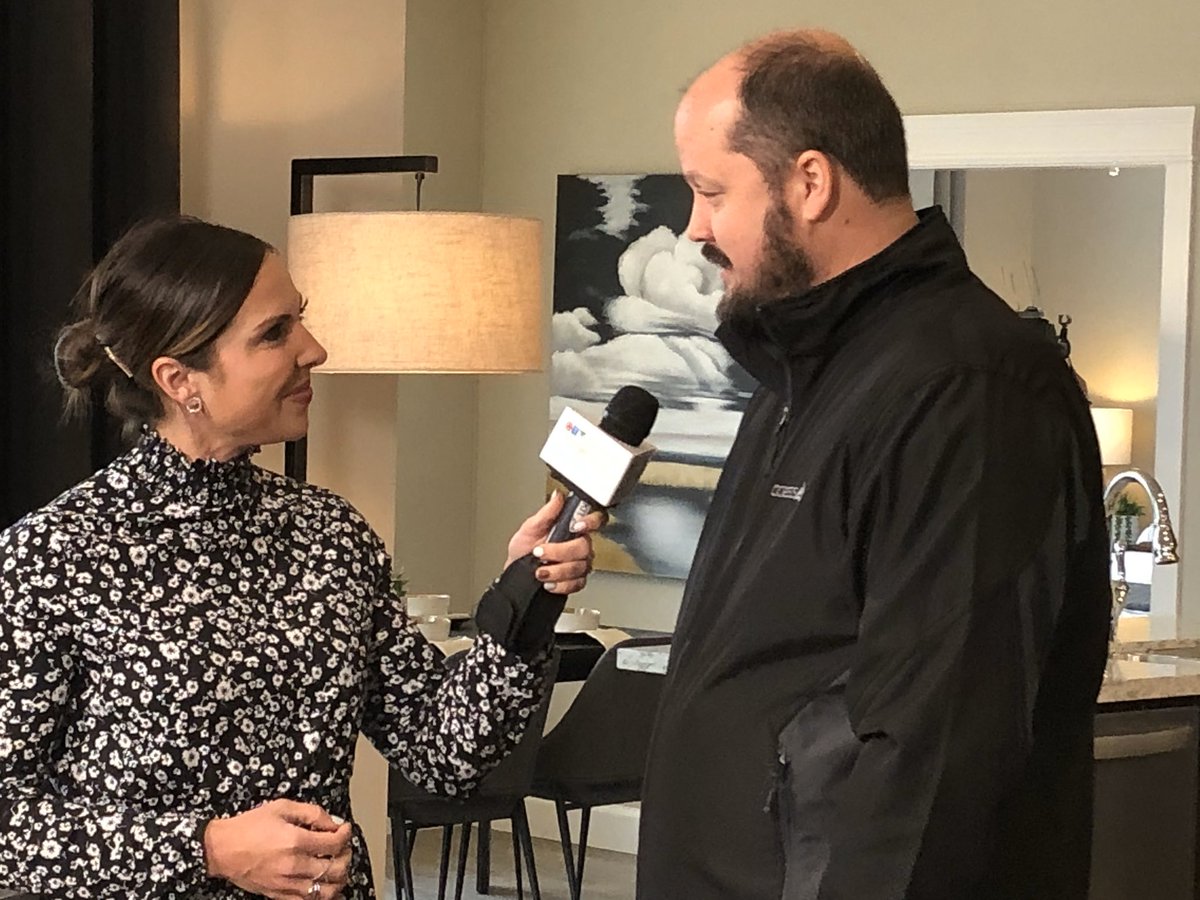 Odessa Group managing partner <a href="/Stonedessa/">Nathan Stone</a> chats with <a href="/KrissyVann/">Krissy Vann</a> at our #HarrisonHighlands presentation centre. Watch @CTVMorningLive on March 20 for a special feature on Phase Two of our Highlands development. 🎥 #livewhereyouplay