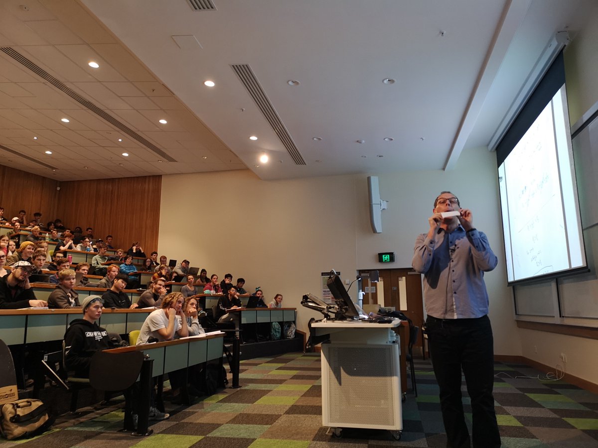 AdrianMcNZ's tweet photo. Photo 4 and (3 again): Using the leaf blower is way easier than using a piece of paper and your own lungs to explain Bernoulli's equation in your second lecture. Blowing over the paper makes it rise because of Bernoulli's principle. https://t.co/gbij36Vc7z