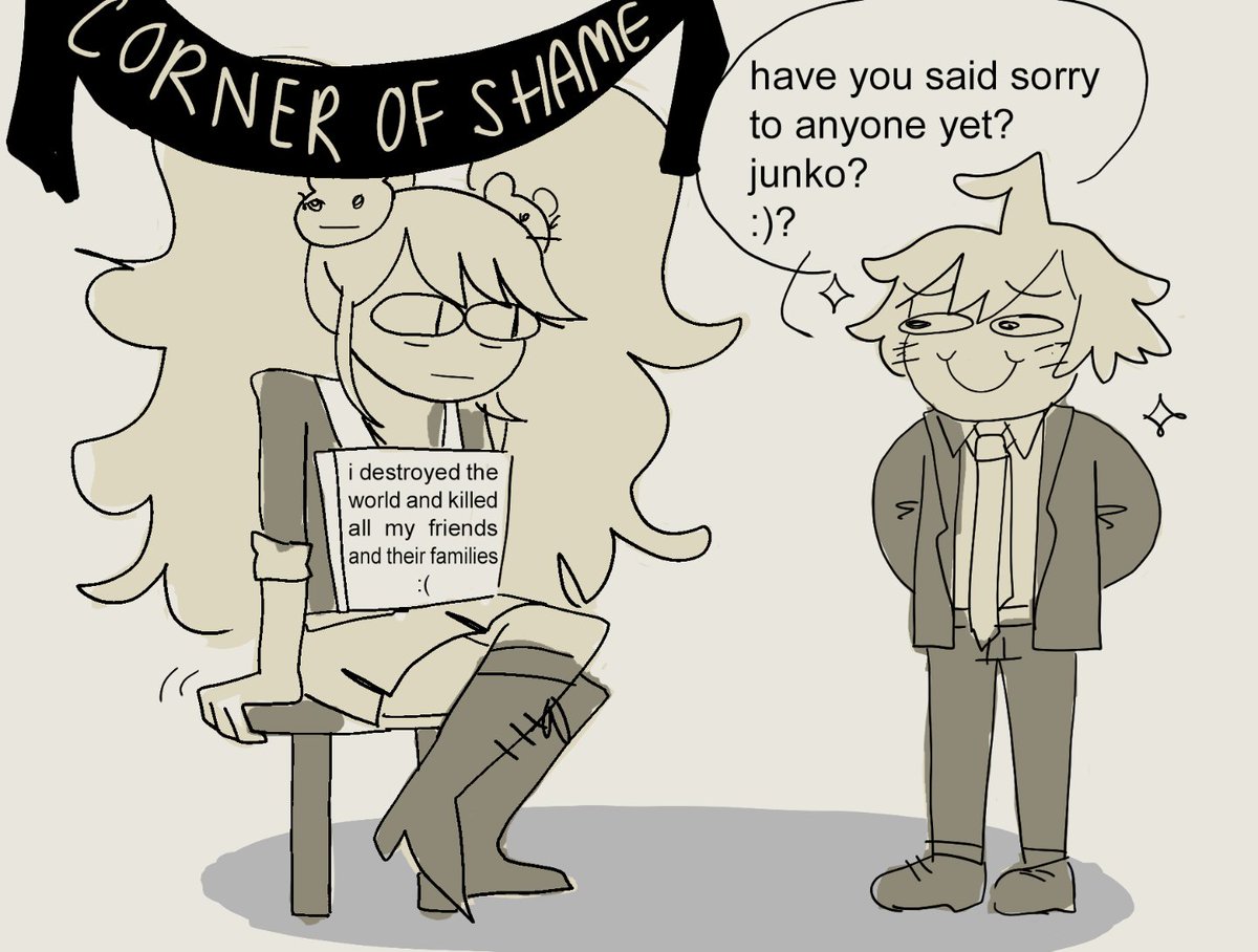 danganronpa au where junko survives the sixth trial and makoto attempts to redeem her. there are... mixed results