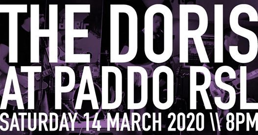 The Doris at the Paddo
The Dozza are back at the Paddo RSL to rock ya socks off with a brand new set and a few other things... it's gonna be a reet good do! 
From 8pm. Tickets on the door. Only $10. Bargain!

facebook.com/events/8287013…