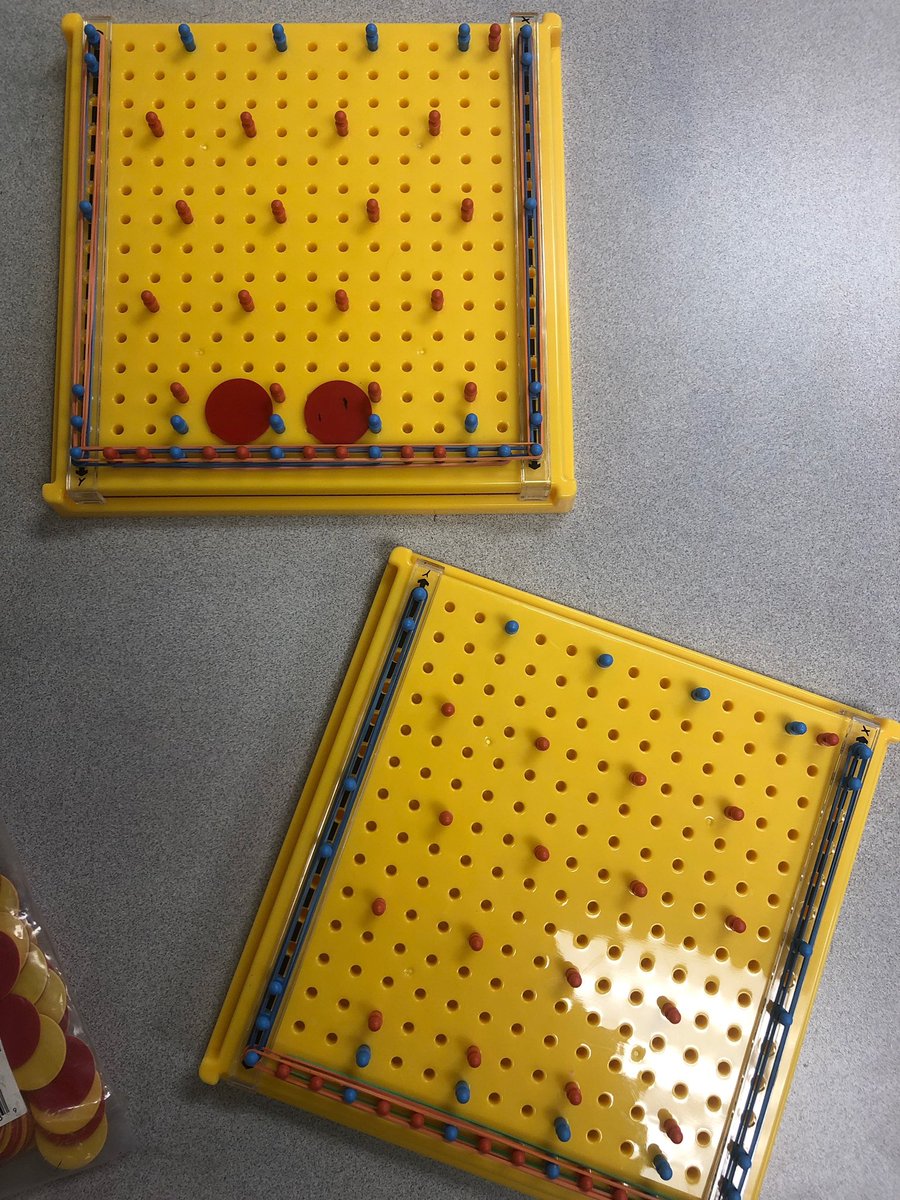 Geo Board? OR mini PLINKO Board, where the kids drop counters to determine the values to ➕➖✖️➗? 
Great idea from <a href="/teacherslearn2/">Adam</a>, and modified on a mini scale. Now the teachers just write in the numbers they want students to practice.