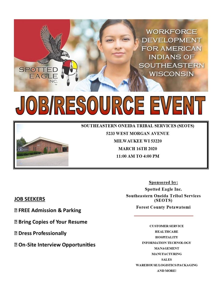 Leap into a new career this Spring by joining us at the Spotted Eagle Job/Resource Event. Stop by 5233 W Morgan Ave from 11 a.m. - 4 p.m. on 3/16 to explore all of our current opportunities. Feel free to share the information to those looking to join the team! 🤗