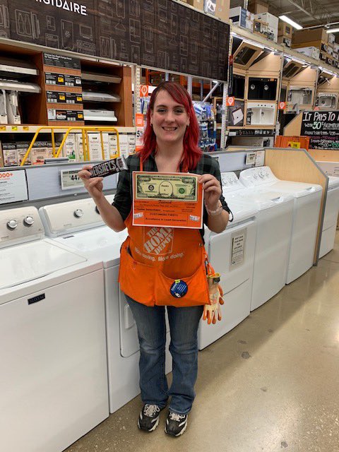 HDISCleveland's tweet photo. Heather from 3838 getting a Hershey Bar, for a great lead that lead to a window sale! #HDIS #ClevelandRocksServices #DollarsforCHOC @THDShawn @THDShawn @THDJasonC @DawnHawes7HDI @EVornheder @PaulBuki @rex_hartley @larryhoerner https://t.co/arUYG4hE5m