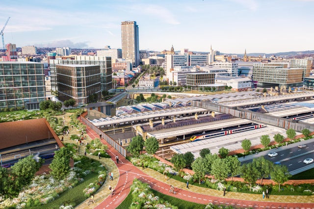 SheffieldRising's tweet photo. Plans have been revealed for the Midland Station masterplan, which includes re-routing the ring road and tram system. Document available here https://t.co/NHWJMlxWXl #sheffieldissuper https://t.co/5ICEIt2Hu1