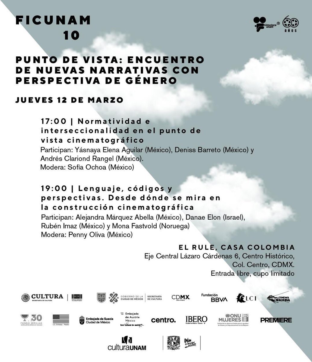 Mañana dos citas con <a href="/FICUNAM/">FICUNAM</a> en #LaRule #CasaColombia 
Punto de vista: encuentro de nuevas narrativas con perspectiva de género.
#ficunam10