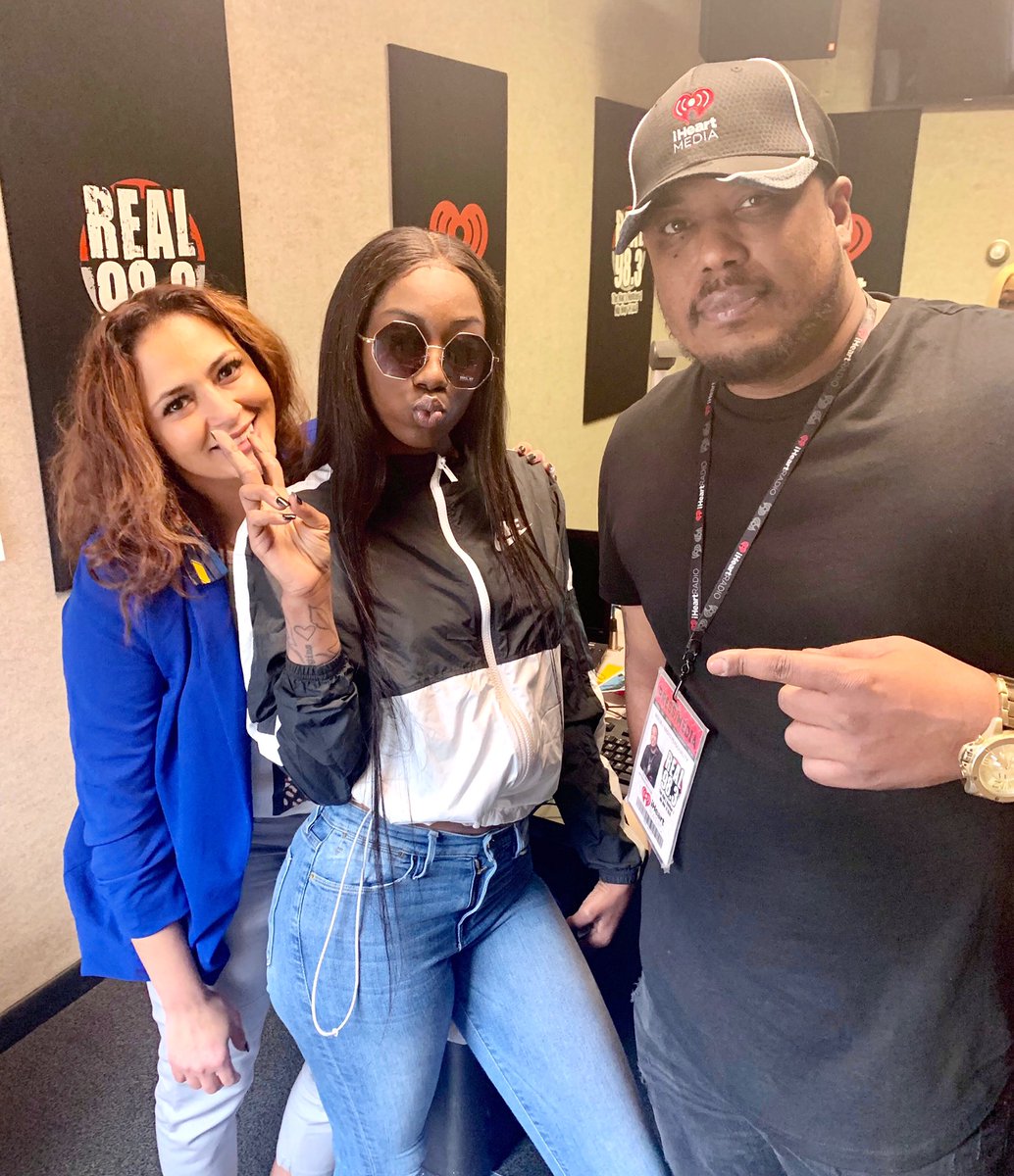 real983fm's tweet photo. Flo Milli in the buildin with @LinaJLive @DJWATTS317 check out #Intheparty avail now on all platforms! #REAL983 https://t.co/yRuTgYebuY