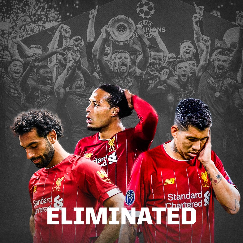 espn's tweet photo. THE DEFENDING CHAMPS ARE OUT!

Atlético Madrid stun Liverpool in extra time to knock them out of the Champions League! https://t.co/UkB9WtBYkC