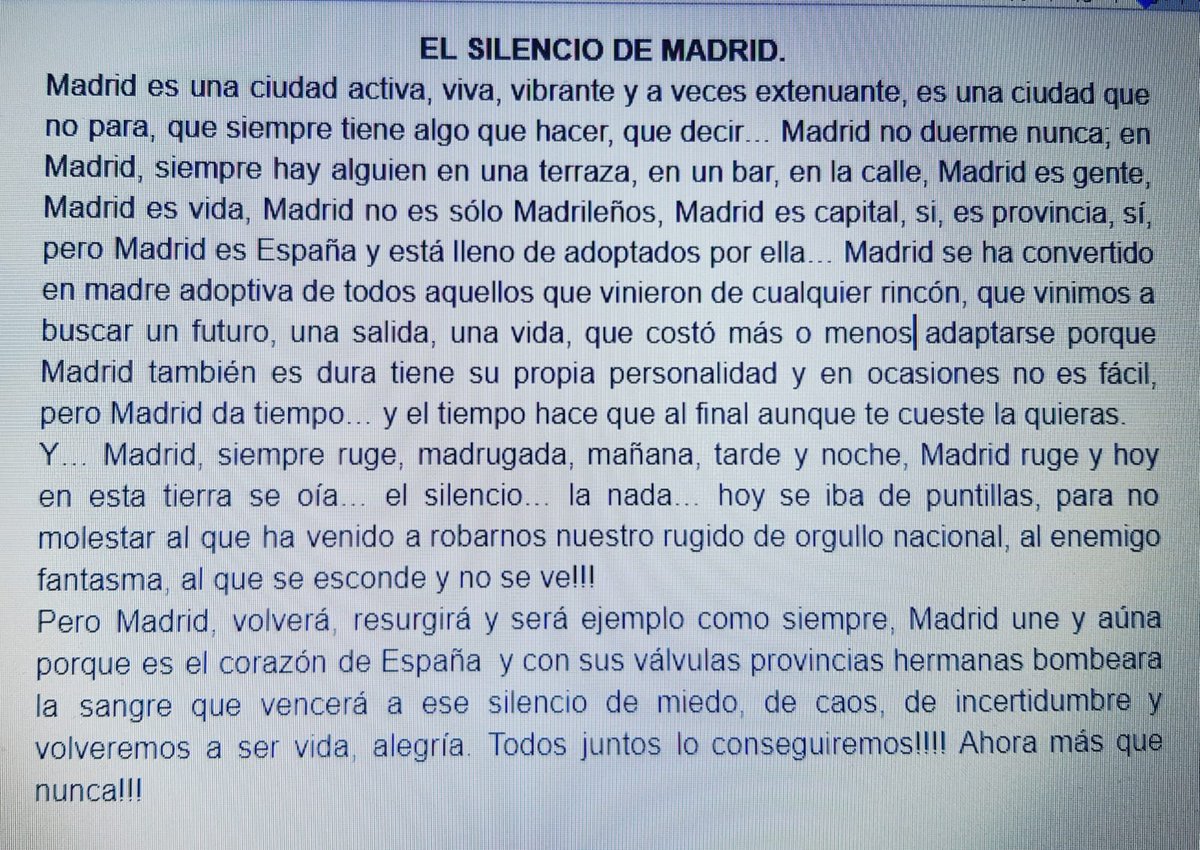 MarMonton2's tweet photo. Mis sensaciones hoy paseando por las silenciosas calles de Madrid!! https://t.co/NHdgWDrII3