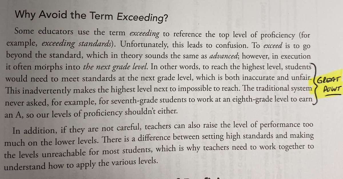millscot's tweet photo. As a school and district we are working through Levels of Proficiency and trying to avoid the “Exceeding” pitfall @TomSchimmer p111 addresses why! @Hillcrest_H_S @bjsd93 #studentsuccessbydesign #D93Best4Kids #D93B4K https://t.co/nkp3yfbf29