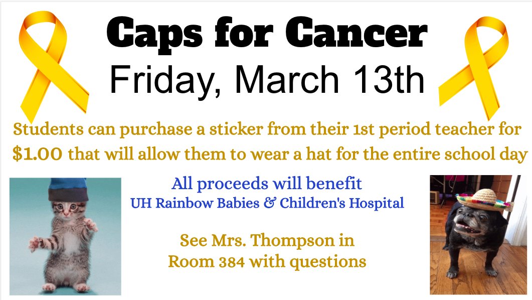 Support a great cause and bring $1.00 to school on Friday!!