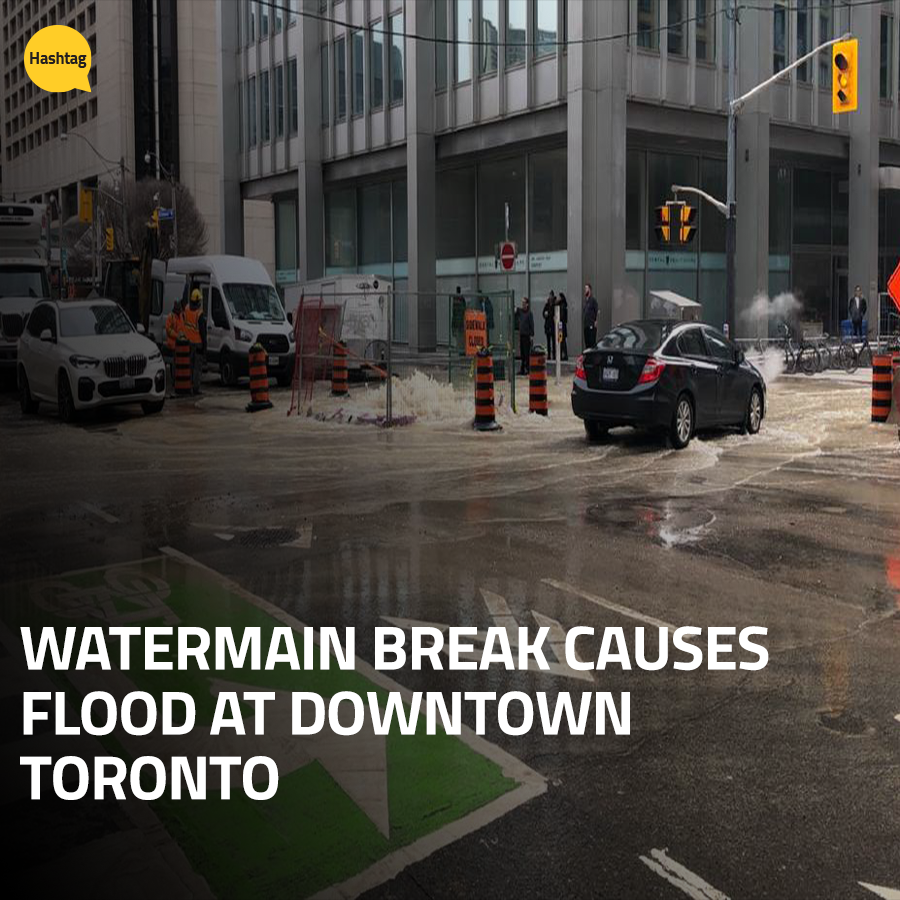 Intersection of Richmond and Simcoe covered with water today, yikes!
•••
#toronto #flood #watermainbreak #news #canada