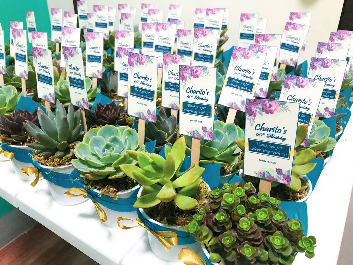 EpochPh's tweet photo. Succulents in personalized designed pots as birthday favors for Daddy Charito of Bataan. Thank you Miss Mimay for choosing Epoch as your giveaways supplier! โจ๐ฟ
#souvenirsph #giveawaysph #cactusph #succulentsph #eventsph #giveaways #souvenirs #giftsph #partyph #partyfavorsph https://t.co/gLvKqyog0O
