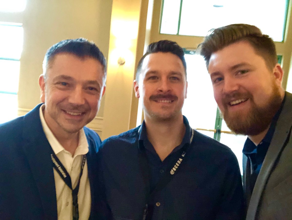 NorthernDevelop's tweet photo. Derek Baker, director of economic development (centre) attended the #BCEcDev Conference earlier this week. He caught up with Paul (left), EDO at @CityofPR, and Deklan, EDO with @CityofTerrace.
Both Deklan and Derek are former Northern Development interns!
#ecdev #bcpoli https://t.co/DEX7O68AYM