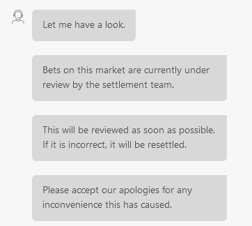 mopsy_turtle's tweet photo. @jmnbettingvip I decided to give live chat a go with regard to the card bet. And they say that it's under review, so maybe there's some hope yet. 🙏 https://t.co/SPdd8iIHm4