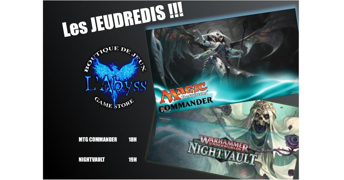 AbyssJeux's tweet photo. Les jeudredis C'est demain!!! :D
Thursdays are tomorrow!! :D https://t.co/1vjW3NmCZ4