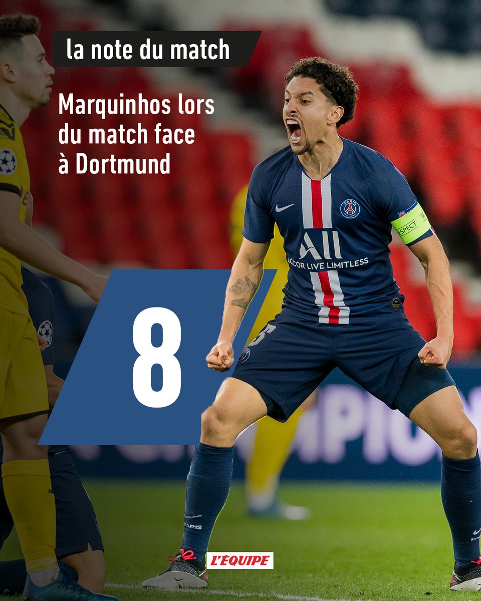 lequipe's tweet photo. Dans un match dominé par le PSG, Marquinhos a surclassé Haaland. 

Les notes du match : https://t.co/FJEcUGx2mY https://t.co/GqITJa5Jai