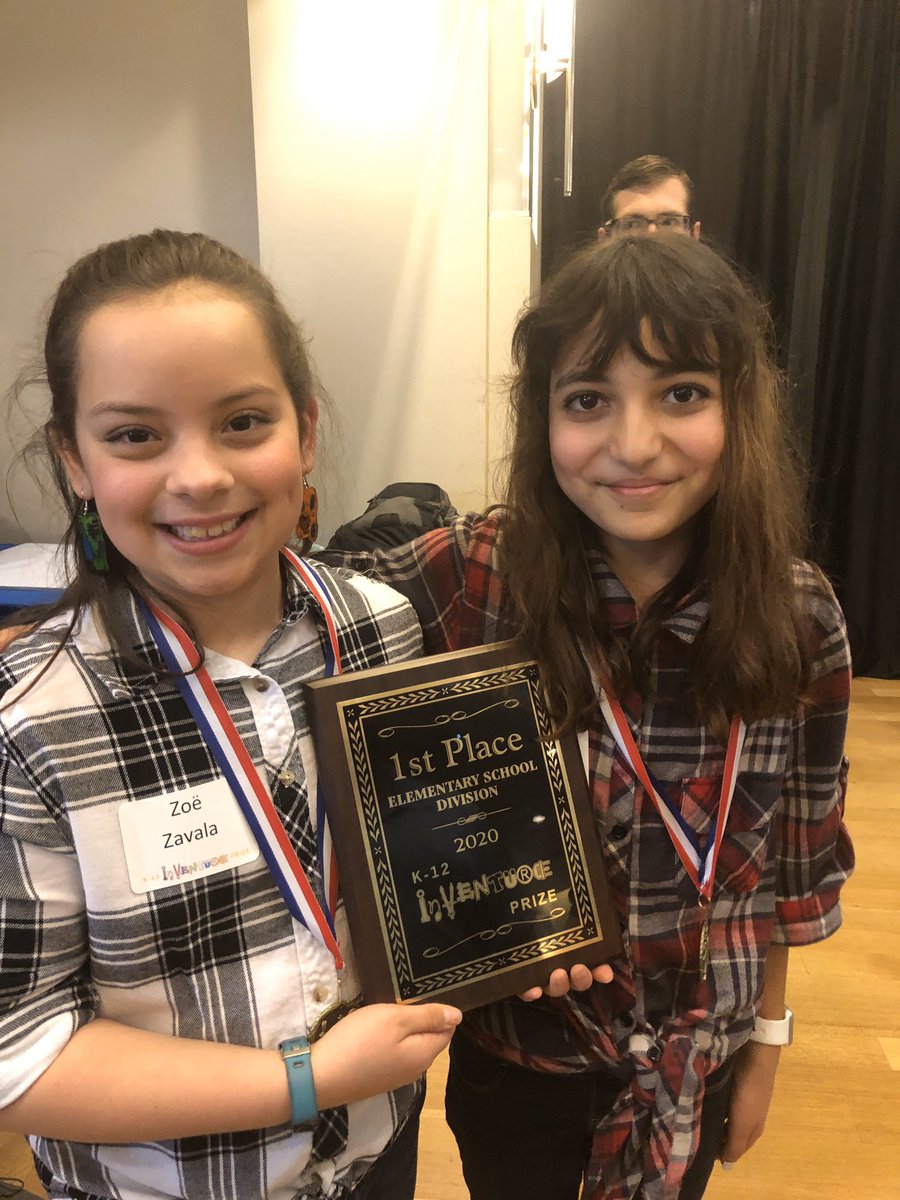 MegChar's tweet photo. So excited for and proud of these innovative girls who won Elementary 1st place at the K-12 Inventure Prize today!  @bakerelembears #journeytoawe @CobbAlp #lovetothinkhere #dontbugme https://t.co/w7BHrkkR35