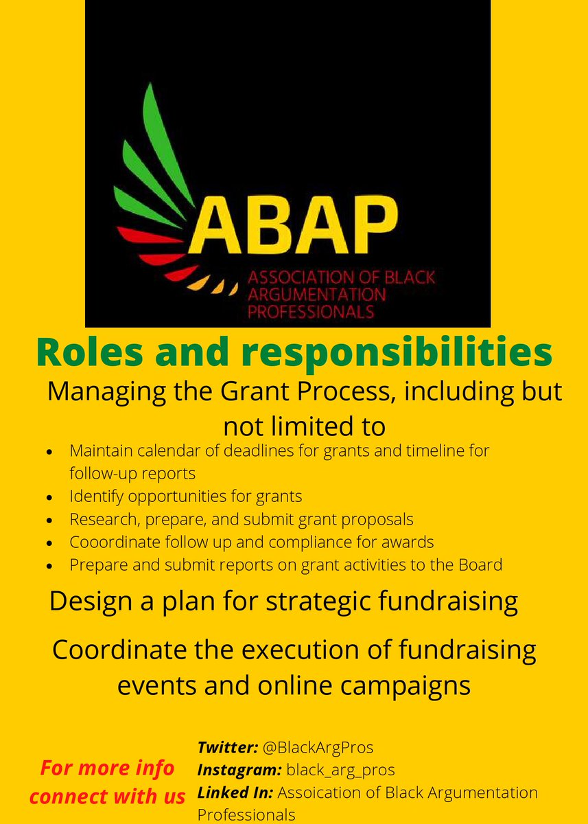 BlackArgPros's tweet photo. #BoardAlert - ABAP is looking for a fundraising chair! We need someone who can secure the bag, cares about the community & wants to earn valuable experience in a non profit. Reach out, apply & get involved in supporting
@BlackArgPros #BoardAlert #ABAPBoard #SecureTheBag https://t.co/riFEuX3Usm