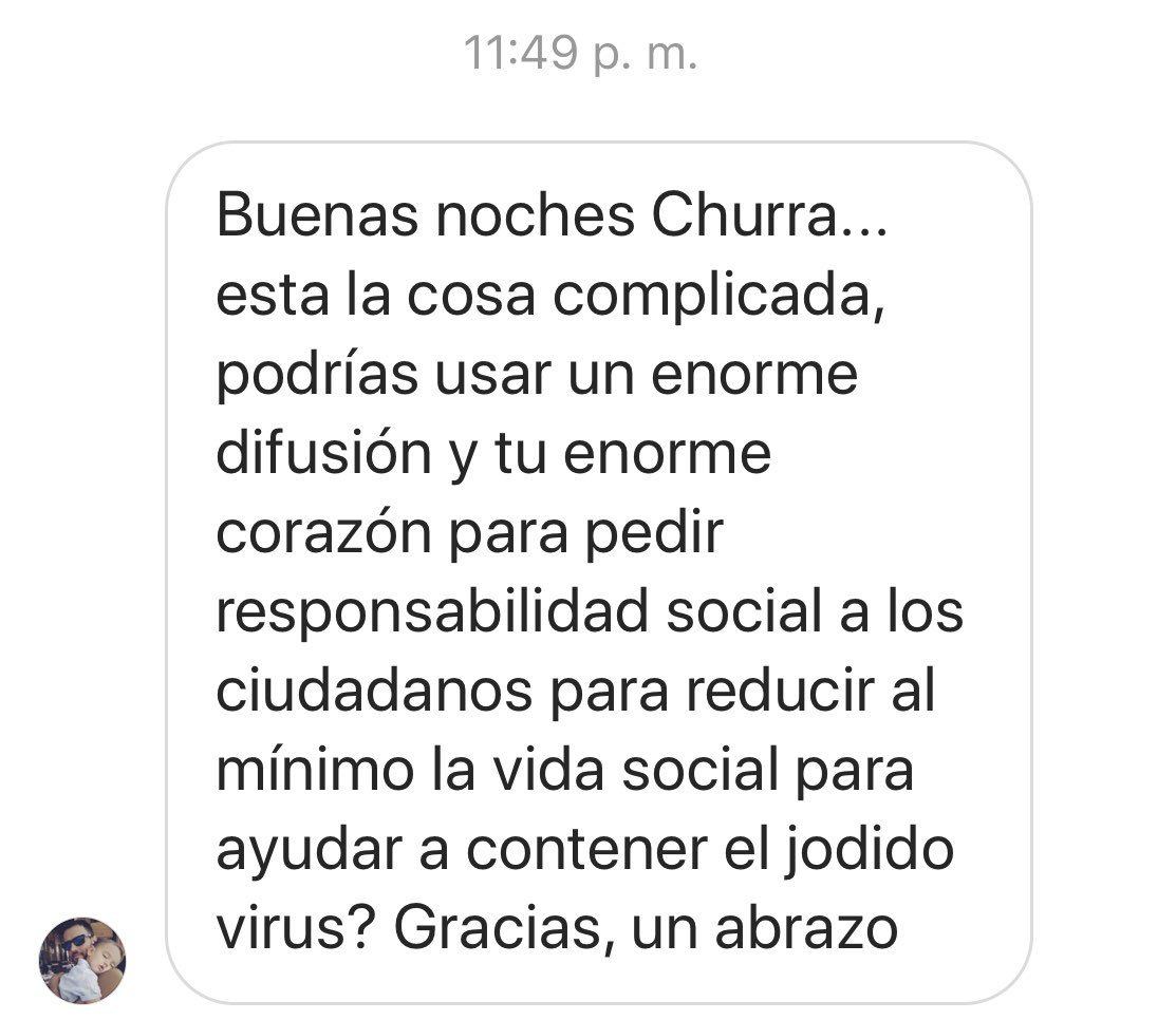 elmonaguillo's tweet photo. Un amigo me escribe y me pide que comparta esto para que tenga difusión. Es el momento de demostrar que somos un gran país. Seamos responsables y reduzcamos nuestra vida social para acabar con esto cuanto antes. Gracias!!!!! https://t.co/5GzDQ464eP