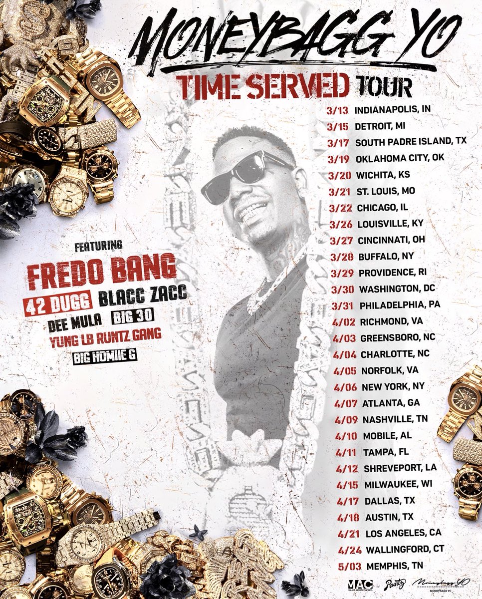 MoneyBaggYo's tweet photo. Expect Nothing Less Than “Da Greatest Show On Earth” EVERY CITY !! GO !! #TimeServedTour #LinkNbio 🔥🔥 https://t.co/W9175iFDIo
