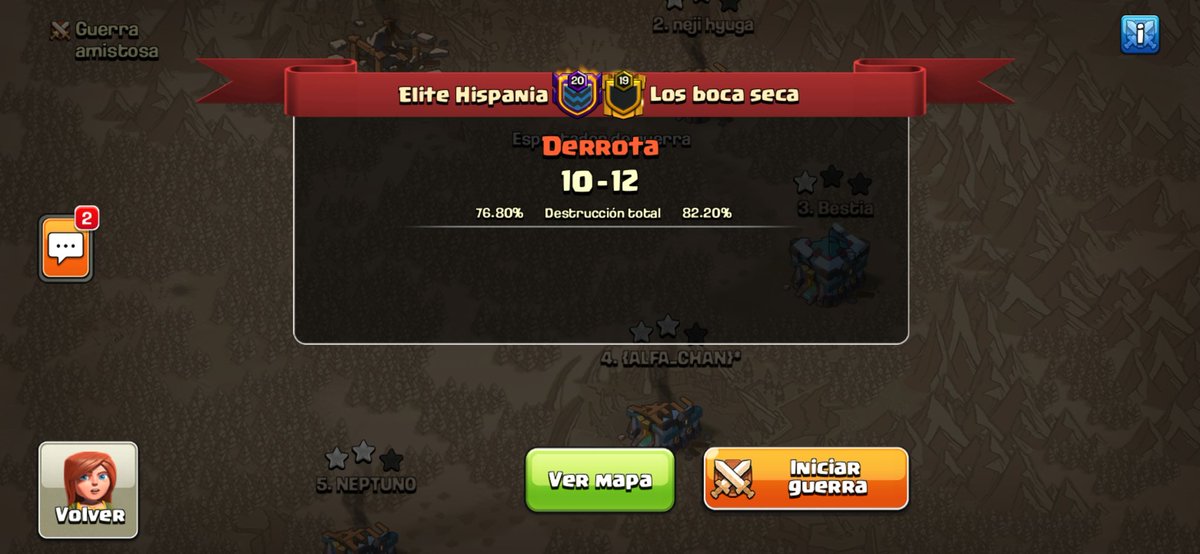 <a href="/MwtTournament/">MWT.Tournament</a> #MWT gran enfrentamiento contra <a href="/ClanBocaSeca/">LosBocaSeca-war clan-</a>  que ganaron por dos.Felicitarles por su guerra .