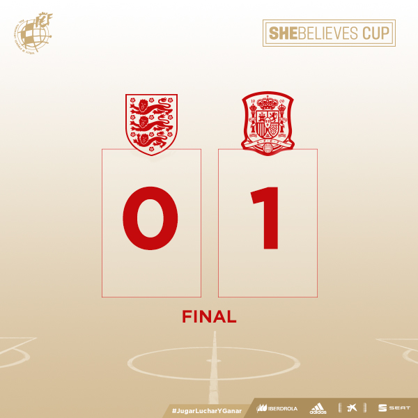 SEFutbolFem's tweet photo. ⏰ ¡¡¡FINAL DEL PARTIDO!!!!

¡Soberbia actuación de España en su primera participación en la #SheBelievesCup!

¡¡GRANDE, EQUIPO!!

📺 @teledeporte

🏴󠁧󠁢󠁥󠁮󠁧󠁿 🆚 🇪🇸 | 90’ | 0-1 

#JugarLucharYGanar  

#SheBelievesCup https://t.co/2ZtTwUTKSY
