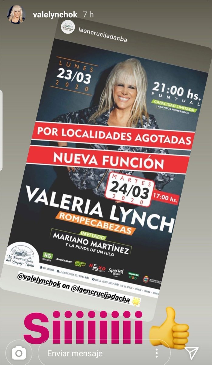 IncondicionalVL's tweet photo. #StorieByVal desde su cuenta de #instagram @valerialynch "por localidades agotadas nueva presentación "de #Rompecabezas #Invitado #marianomartinez #lapendedeunhilo en @laencrucijadacba #Marzo24 #SuperRT 🎼IVL🌹🎸❤‼ https://t.co/qFs5goy3zR