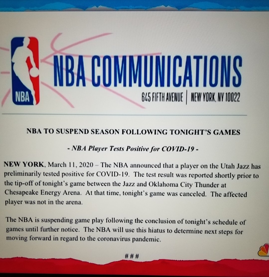 dashten's tweet image. At the Thunder game tonight...supposedly they quarantined the two teams in the Chesapeake arena but let the 15,000 fans go home...does that make sense?