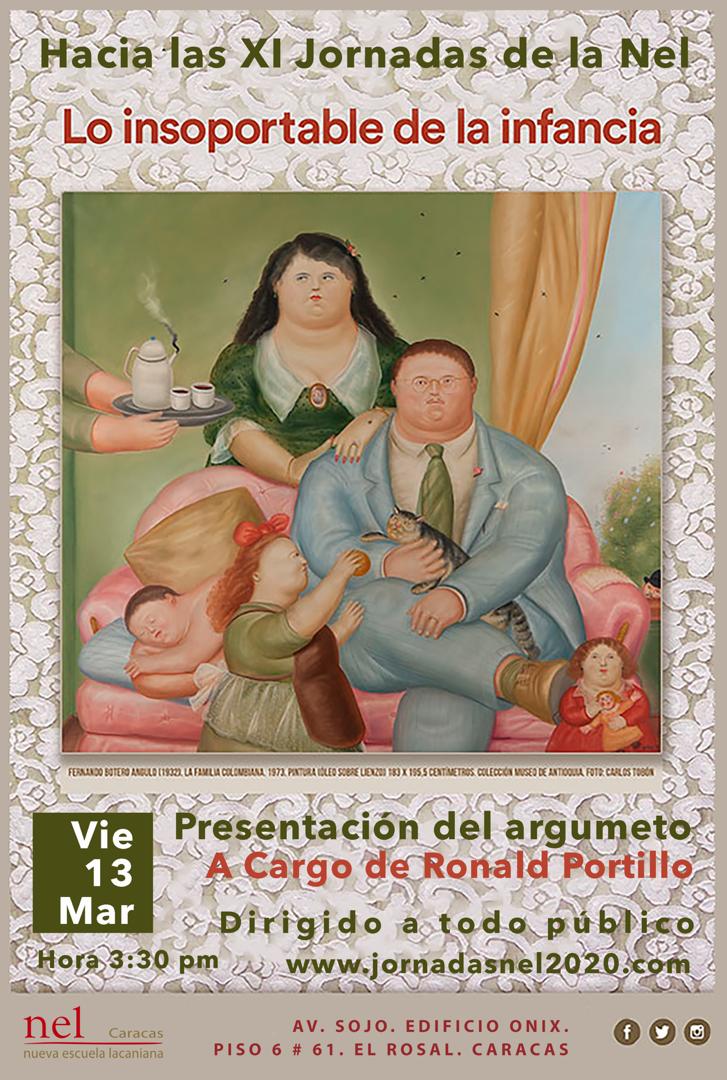 NelcfCaracas's tweet photo. El viernes en la NEL Caracas se hará la presentación del argumento de XI Jornadas de la NEL, "Lo insoportable de la infancia", a cargo de @rapcho @jornadasnel2020 https://t.co/WepXNC2Ybh