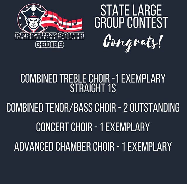 PSChoirs's tweet photo. Way to go PSouth Choirs! @patriotpride76 #pschoirs #psouthproud @parkwayschools https://t.co/K6Og65Syui https://t.co/4aDZSEmuUy