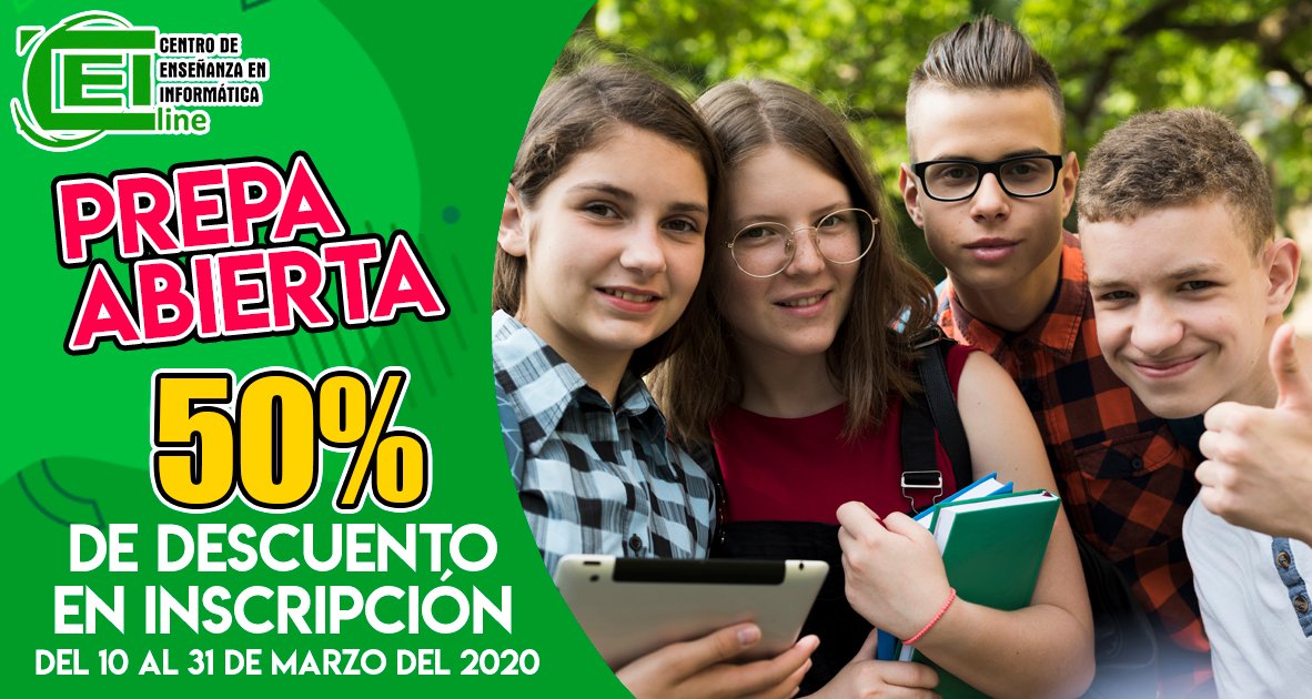 CEI_prepabierta's tweet photo. 𝟱𝟬% 𝗗𝗘 𝗗𝗘𝗦𝗖𝗨𝗘𝗡𝗧𝗢 𝗘𝗡 𝗣𝗥𝗘𝗣𝗔 𝗔𝗕𝗜𝗥𝗧𝗔‼️🤩

𝗧𝗘𝗥𝗠𝗜𝗡𝗔 𝗧𝗨𝗦 𝗘𝗦𝗧𝗨𝗗𝗜𝗢𝗦 de preparatoria en solo 1 o 2 años con horarios flexibles.

#PrepaAbierta #Vacontodo2020
*Vigencia del 10 al 31 de Marzo del 2020. Aplican restricciones. https://t.co/iO1M9HUDim