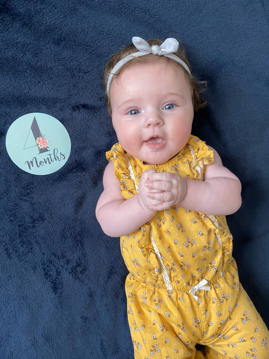 ALundberg6's tweet photo. Although we won’t be going to San Diego for #hapc20, I am celebrating that fact that I now get to stay home with this cutie 💛 Happy 4 months my tiny 🥰 https://t.co/f9KdmtQWGi