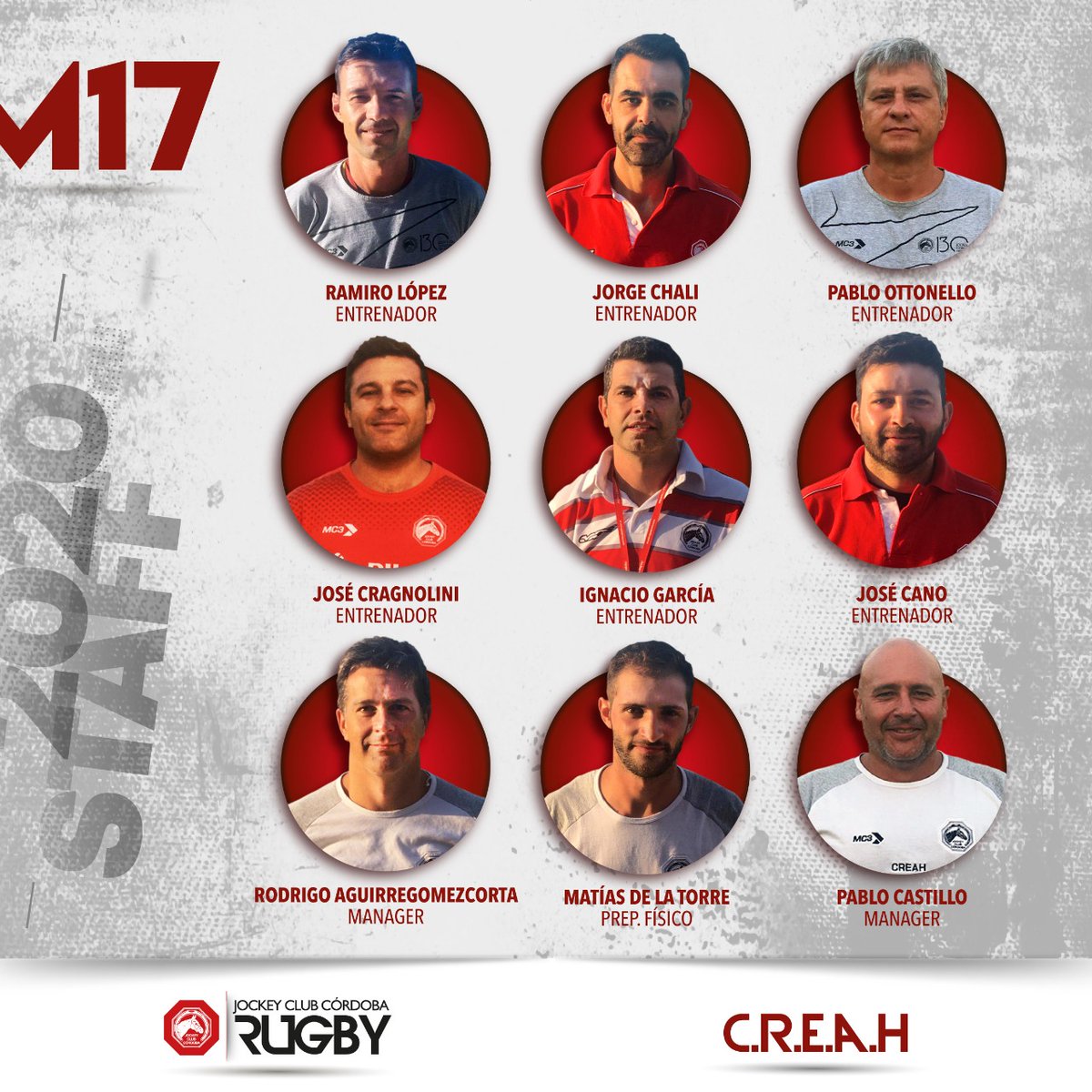 jccrugby's tweet photo. Staff M-17 📄👇
Ellos son los responsables de guiar el barco de la #Clase03, nuestra #M17 en este 2020. ¡Éxitos para todo el grupo y a disfrutar el año! 

#SomosJockey
#FamiliaRojayBlanca 🔴⚪️ https://t.co/IqOfjbk6k2