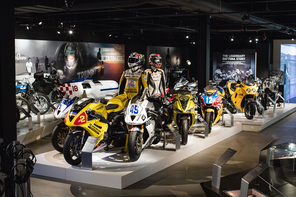OfficialTriumph's tweet photo. Within our Factory Visitor Experience, the new Legendary Daytona Story exhibition is a must-see for any motorcycle fan. With 13 unmistakable machines, make sure you visit this summer. https://t.co/xHqPa0x3im #TriumphOfficial #FactoryVisitorExperience #ForTheRide https://t.co/SCtxbc9wui