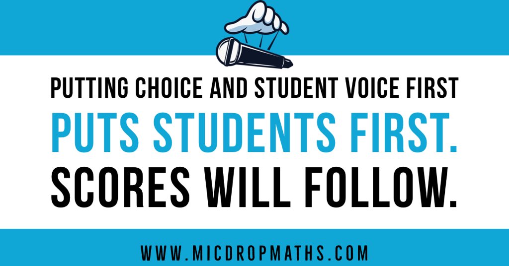 MicDropMaths's tweet photo. We at #micdropmaths know putting #studentchoice and #studentvoice first will put students first. Scores will follow #iteachmath #maths #iteach5th #podcastlife #podcast4kids #kidspodcast #wednesdaywisdom https://t.co/gW2MEaPZiB