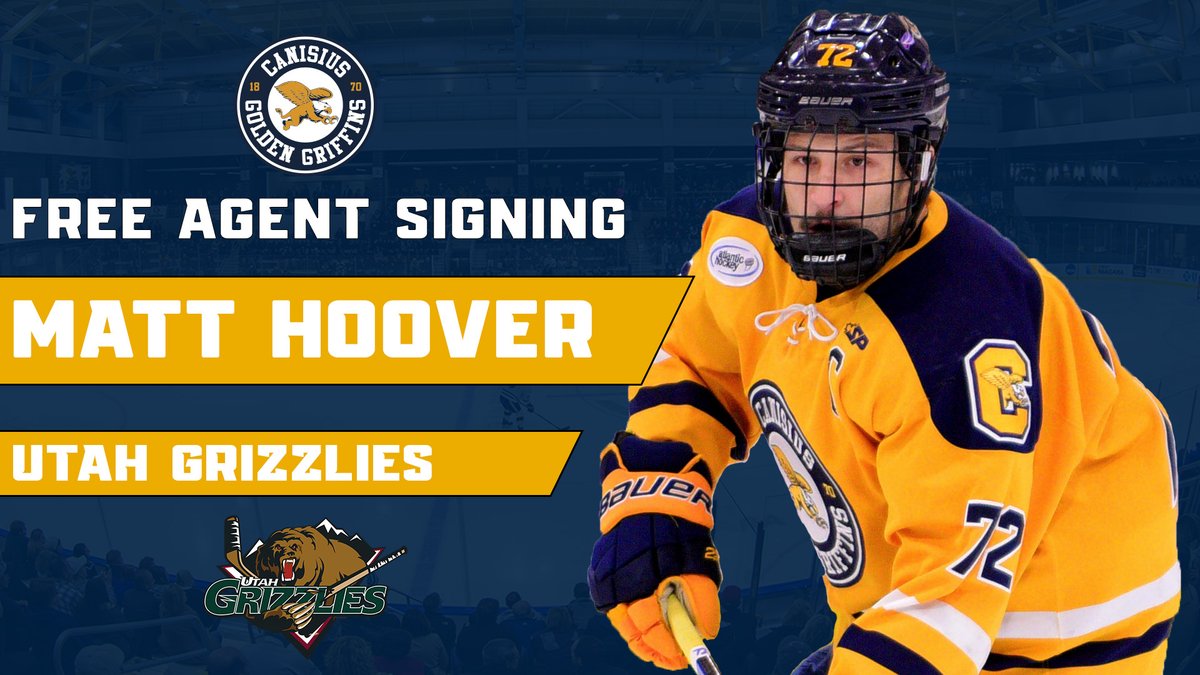 GriffsHockey's tweet photo. Congratulations to @Hoovit44, who has agreed to terms with the @UtahGrizzlies 

#GriffsinthePros

RELEASE ⬇️
https://t.co/ziVDaN3rzT https://t.co/yzctGMiXv3