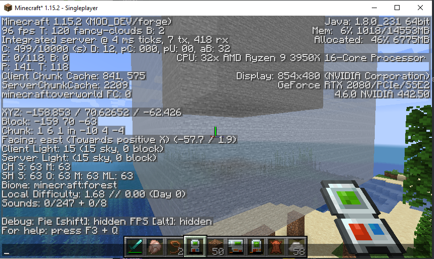 Direwolf20's tweet photo. It took many hours and LOTS of help, but we FINALLY have VBO's working in #BuildingGadgets. This means a well performing Copy/paste render. 

Below is a 30x30x30 filled area of stone blocks being rendered at 90 fps. Without VBO's that was 10fps. 

Thanks to @gigaherz and Mikey!! https://t.co/aQqUVp0fmA